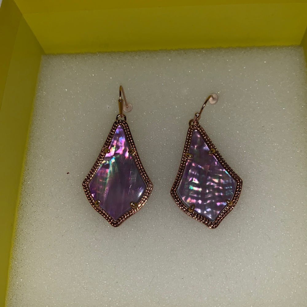 Kendra Scott purple abalone Alex earrings